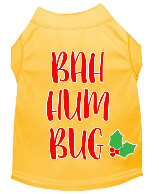 Bah Humbug Screen Print Dog Shirt Yellow XS